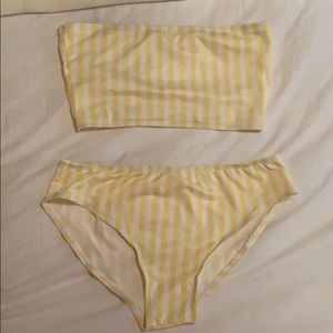 Yellow Stripe High Wasted Bathing Suit Set